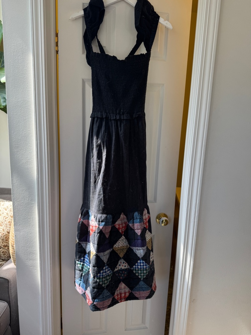 ILIA Black Smocked Sundress with Wide Straps